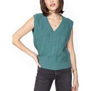 Callahan Chelle Cable Knit Sweater Vest in Ice Blue XS NWT